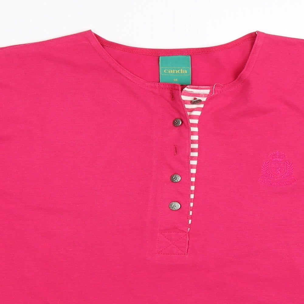 Womens UK Size 16 Canada Pink Basic T-Shirt