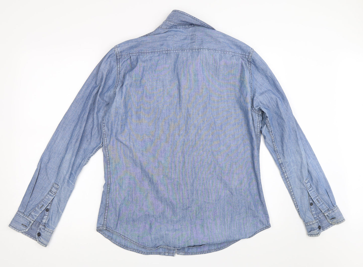 Mens UK Size M Debenhams Blue  Button-Up Long Sleeve Casual Shirt