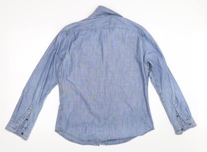 Mens UK Size M Debenhams Blue  Button-Up Long Sleeve Casual Shirt