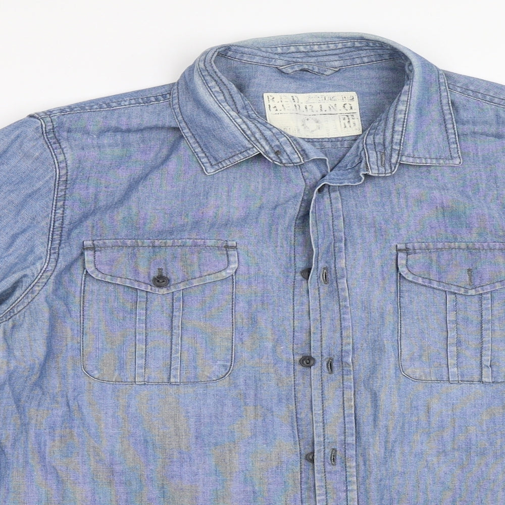 Mens UK Size M Debenhams Blue  Button-Up Long Sleeve Casual Shirt