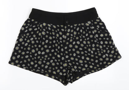 H&M Womens Black Floral  Hot Pants Shorts Size 10