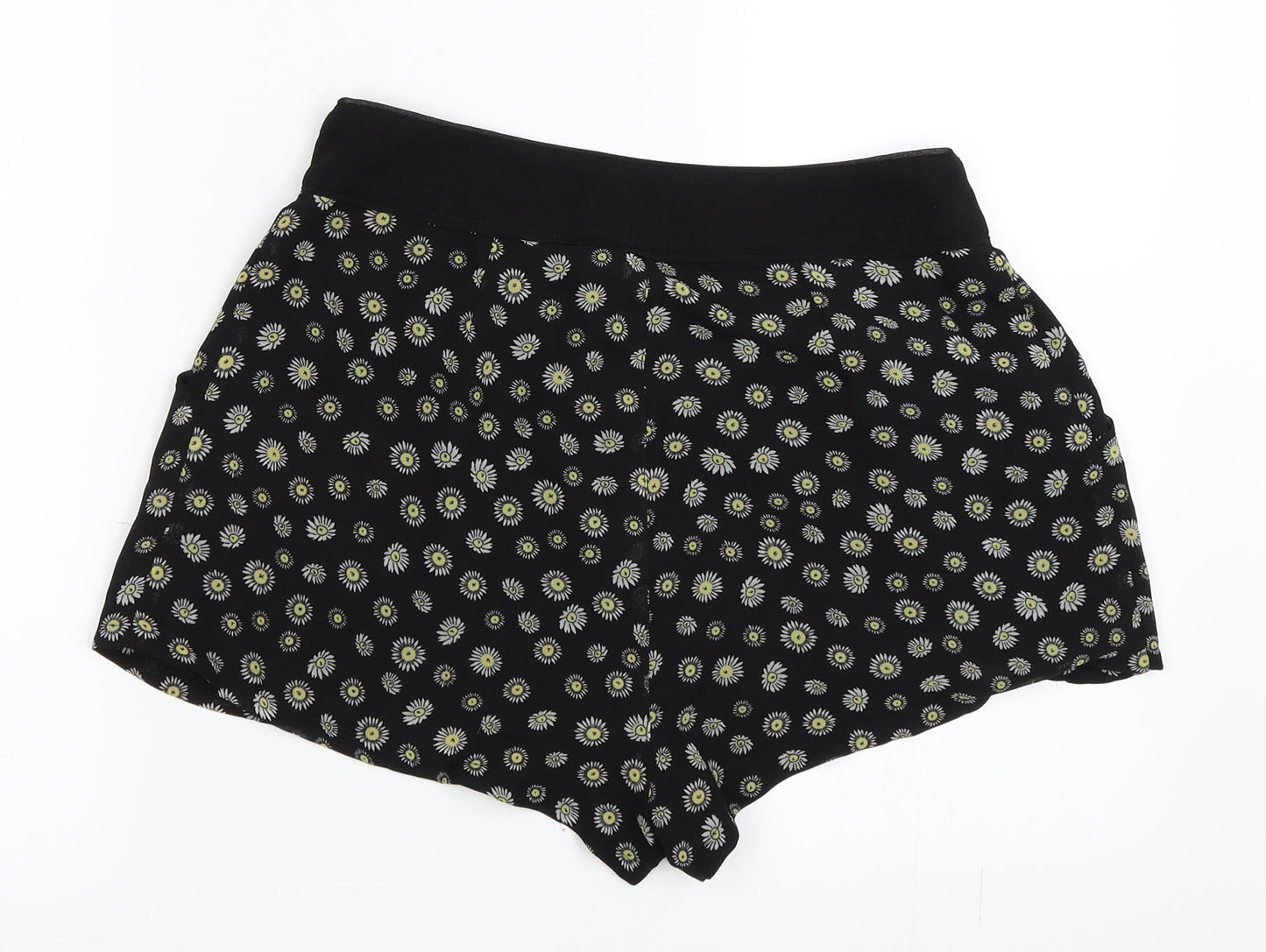 H&M Womens Black Floral  Hot Pants Shorts Size 10