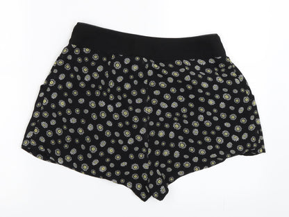 H&M Womens Black Floral  Hot Pants Shorts Size 10