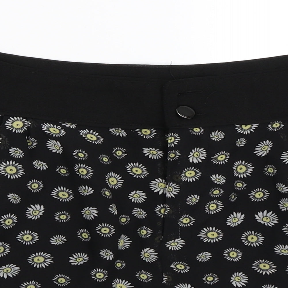 H&M Womens Black Floral  Hot Pants Shorts Size 10