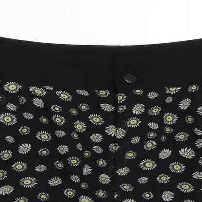 H&M Womens Black Floral  Hot Pants Shorts Size 10