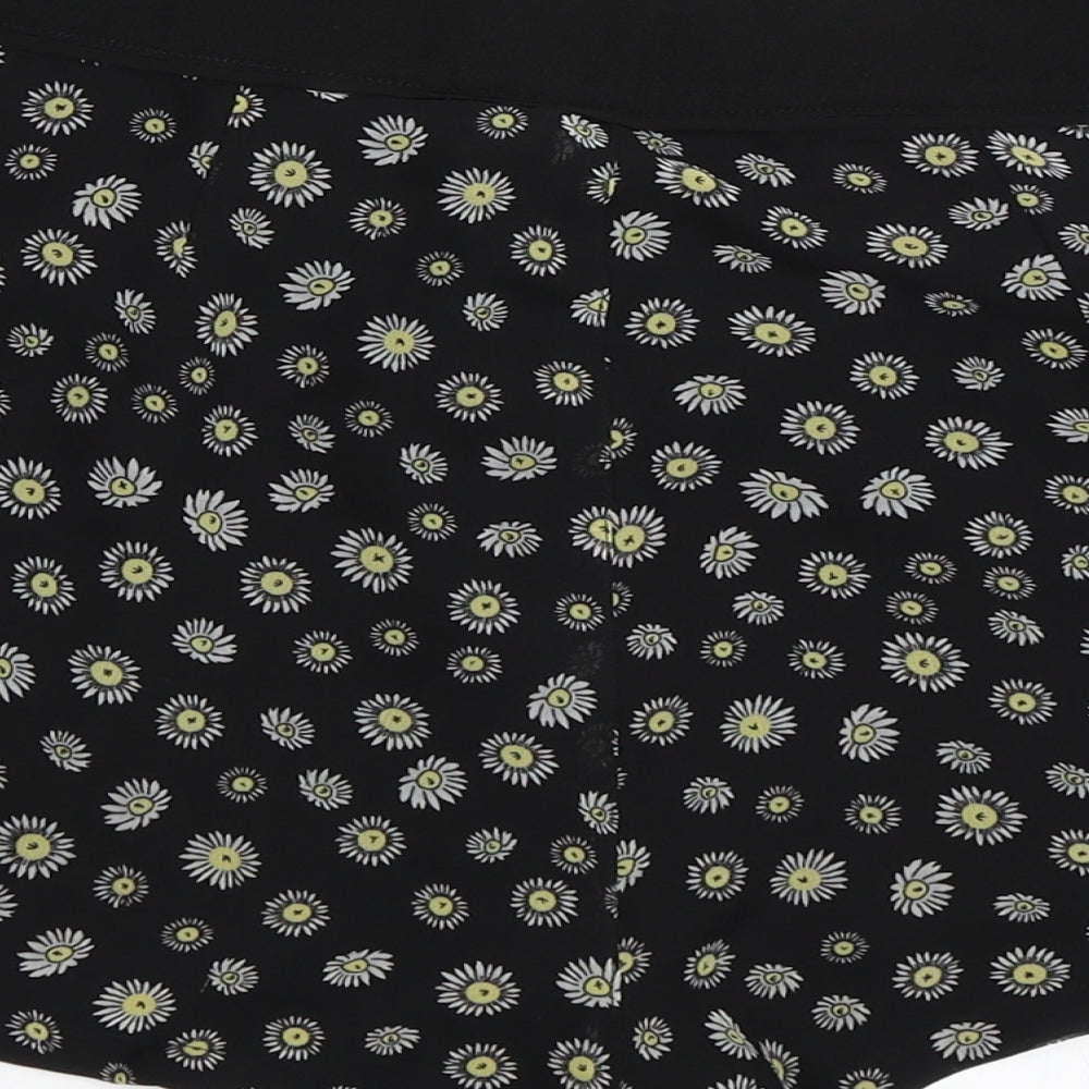 H&M Womens Black Floral  Hot Pants Shorts Size 10