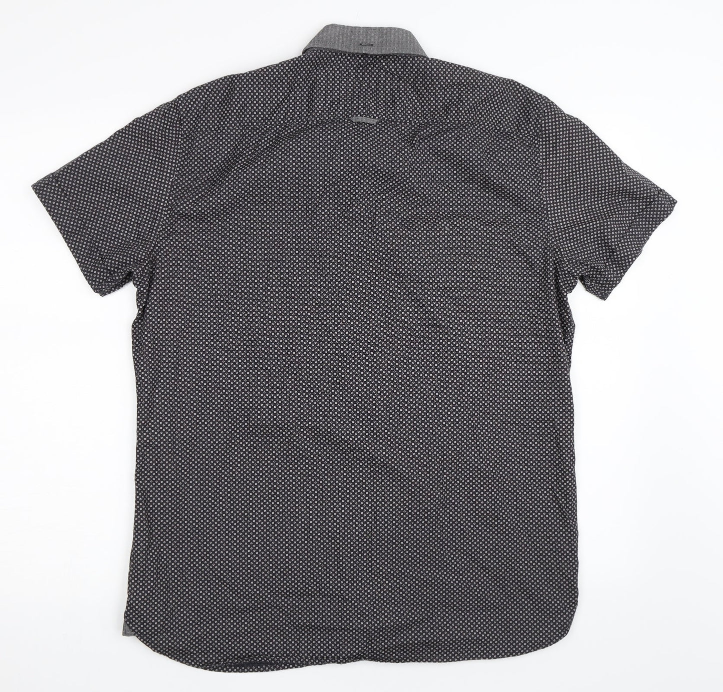 Mens UK Size L NEXT Grey  Button-Up Short Sleeve Casual Shirt