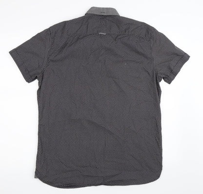 Mens UK Size L NEXT Grey  Button-Up Short Sleeve Casual Shirt
