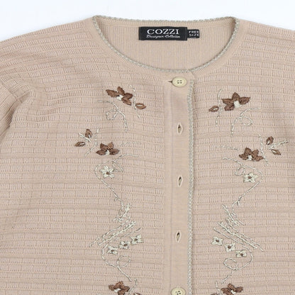 Cozzi Womens Beige   Cardigan Jumper One Size