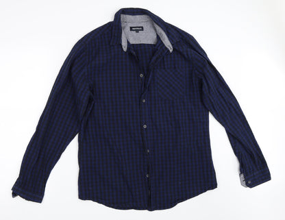Industrialize Mens Blue Check   Button-Up Size L