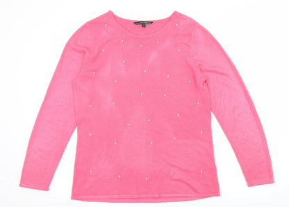 Bonmarché Womens Pink Knit Pullover Jumper Size 14