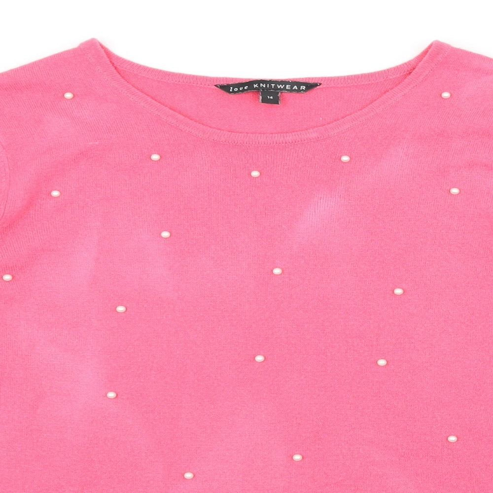 Bonmarché Womens Pink Knit Pullover Jumper Size 14