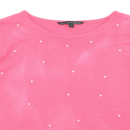 Bonmarché Womens Pink Knit Pullover Jumper Size 14