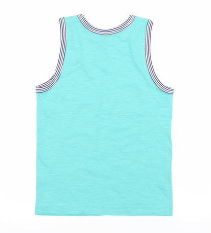 Matalan Boys Blue  Jersey Basic Tank Size 8 Years  - Cali Vibes