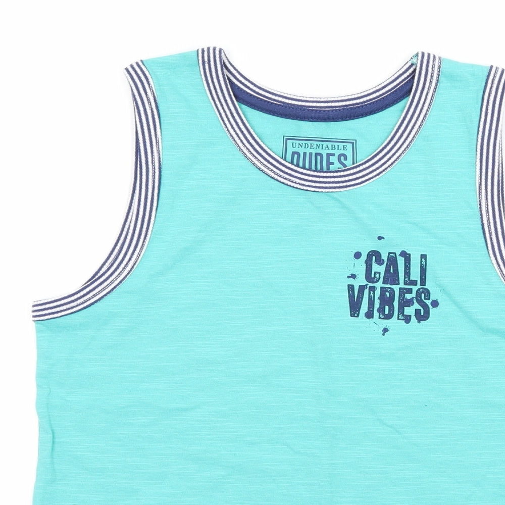 Matalan Boys Blue  Jersey Basic Tank Size 8 Years  - Cali Vibes