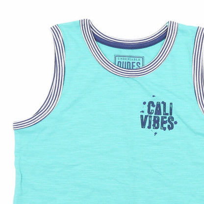 Matalan Boys Blue  Jersey Basic Tank Size 8 Years  - Cali Vibes