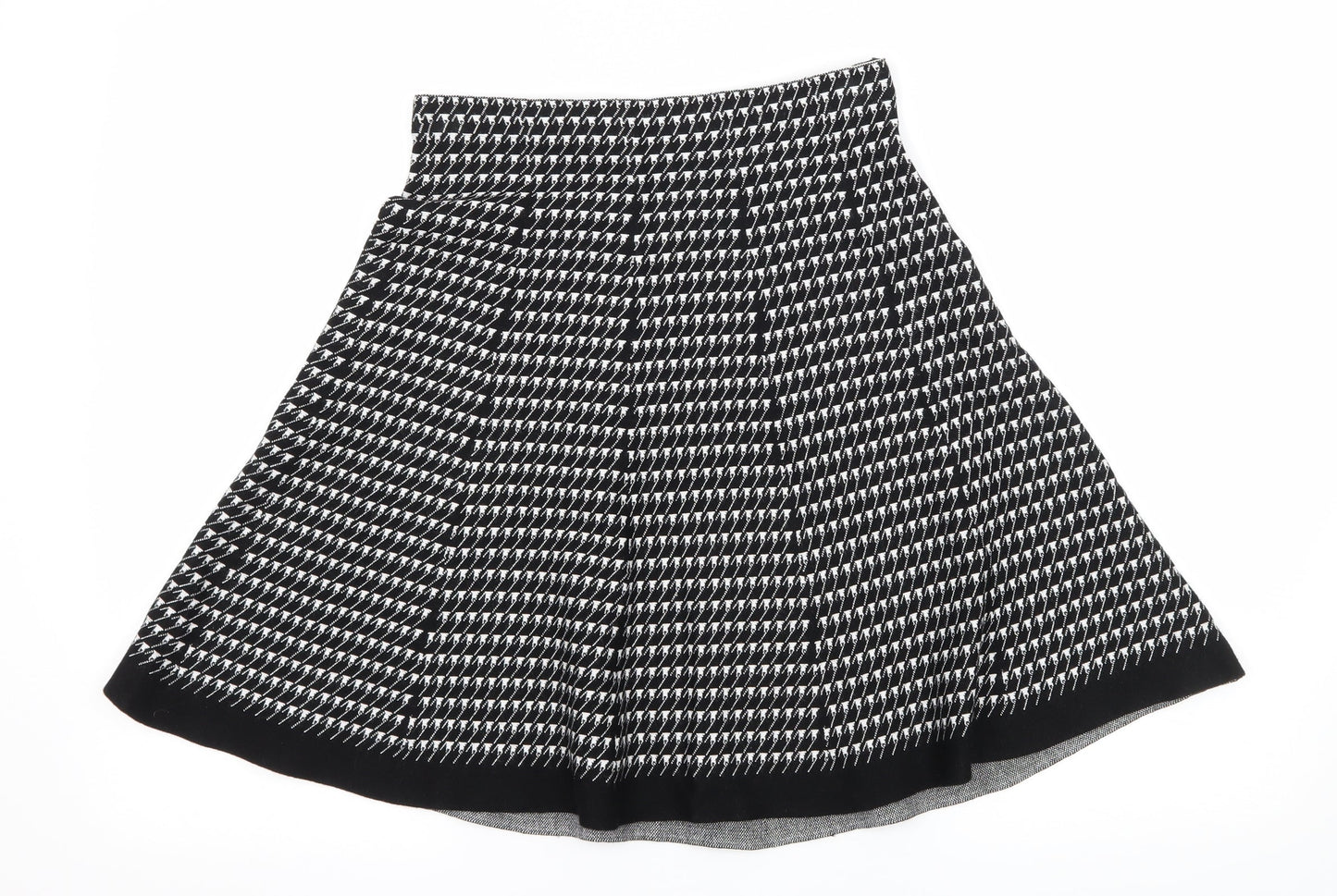 Vila Milano Womens Black Houndstooth Knit Flare Skirt Size S