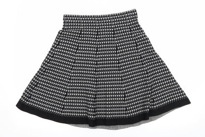 Vila Milano Womens Black Houndstooth Knit Flare Skirt Size S