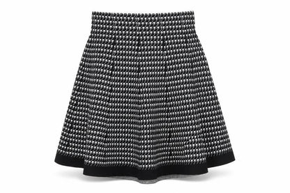 Vila Milano Womens Black Houndstooth Knit Flare Skirt Size S