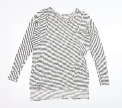 Zara Womens White Striped Knit Pullover Jumper Size S