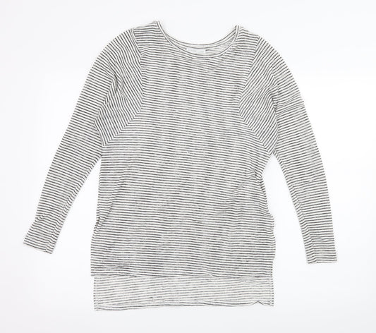 Zara Womens White Striped Knit Pullover Jumper Size S