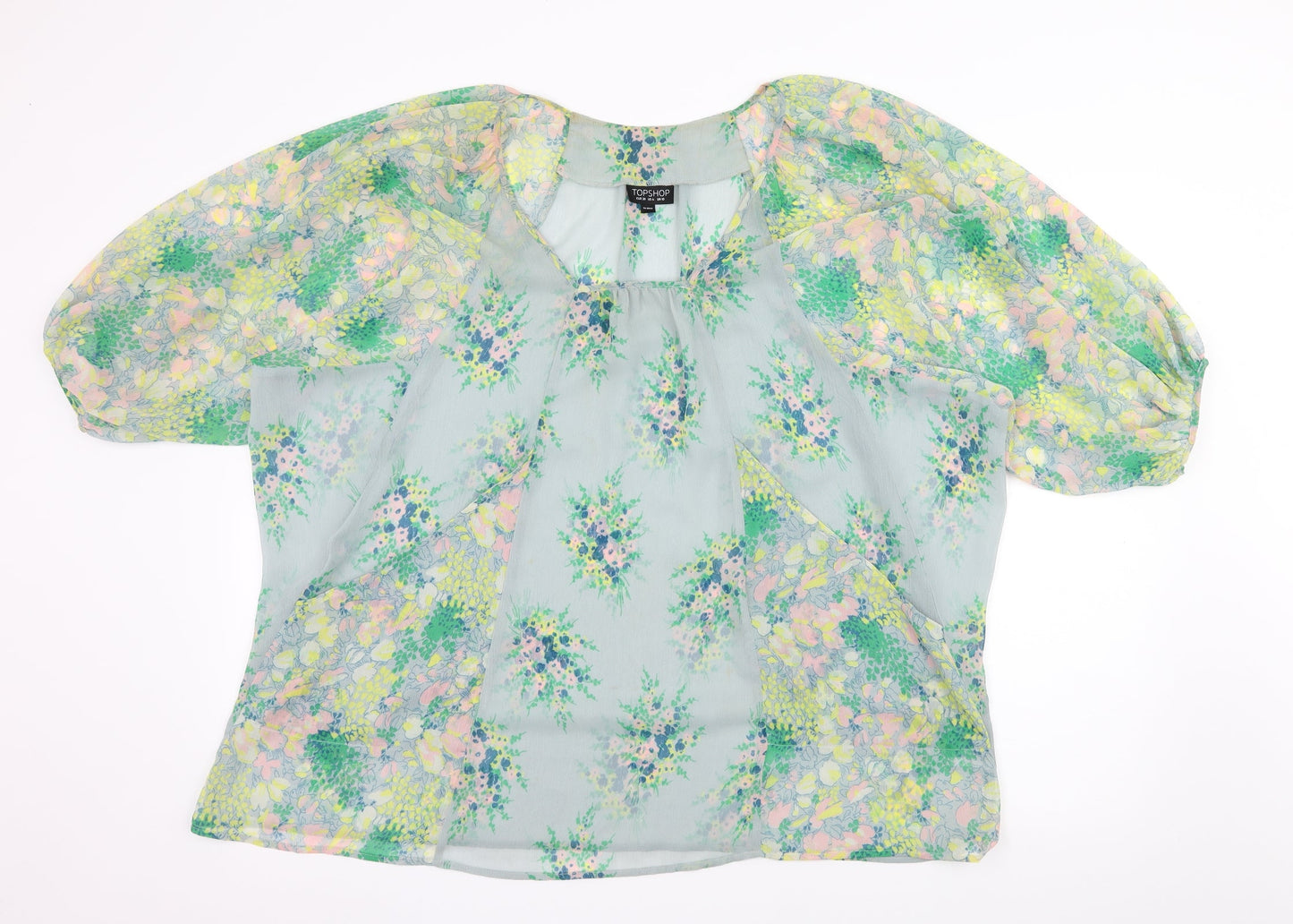 Womens UK Size 10 Topshop Blue Basic Blouse