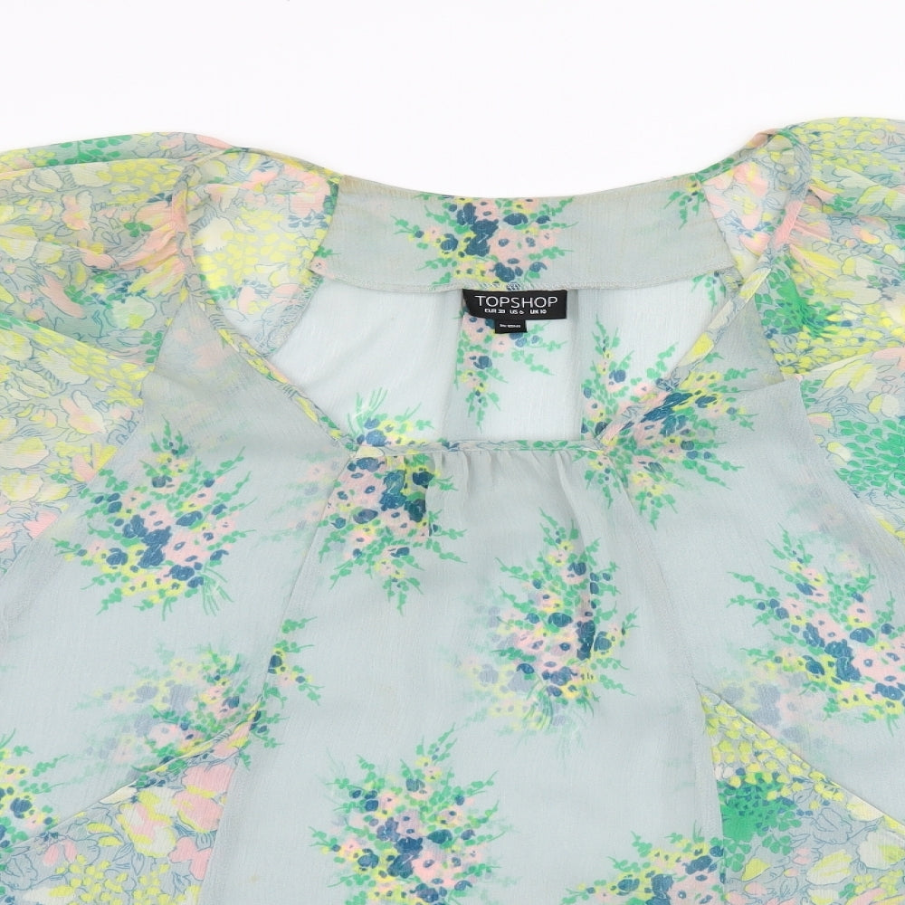 Womens UK Size 10 Topshop Blue Basic Blouse