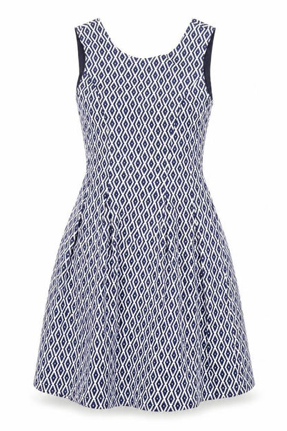 Colotee Womens Blue Geometric  Fit & Flare  Size 10