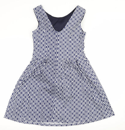 Colotee Womens Blue Geometric  Fit & Flare  Size 10