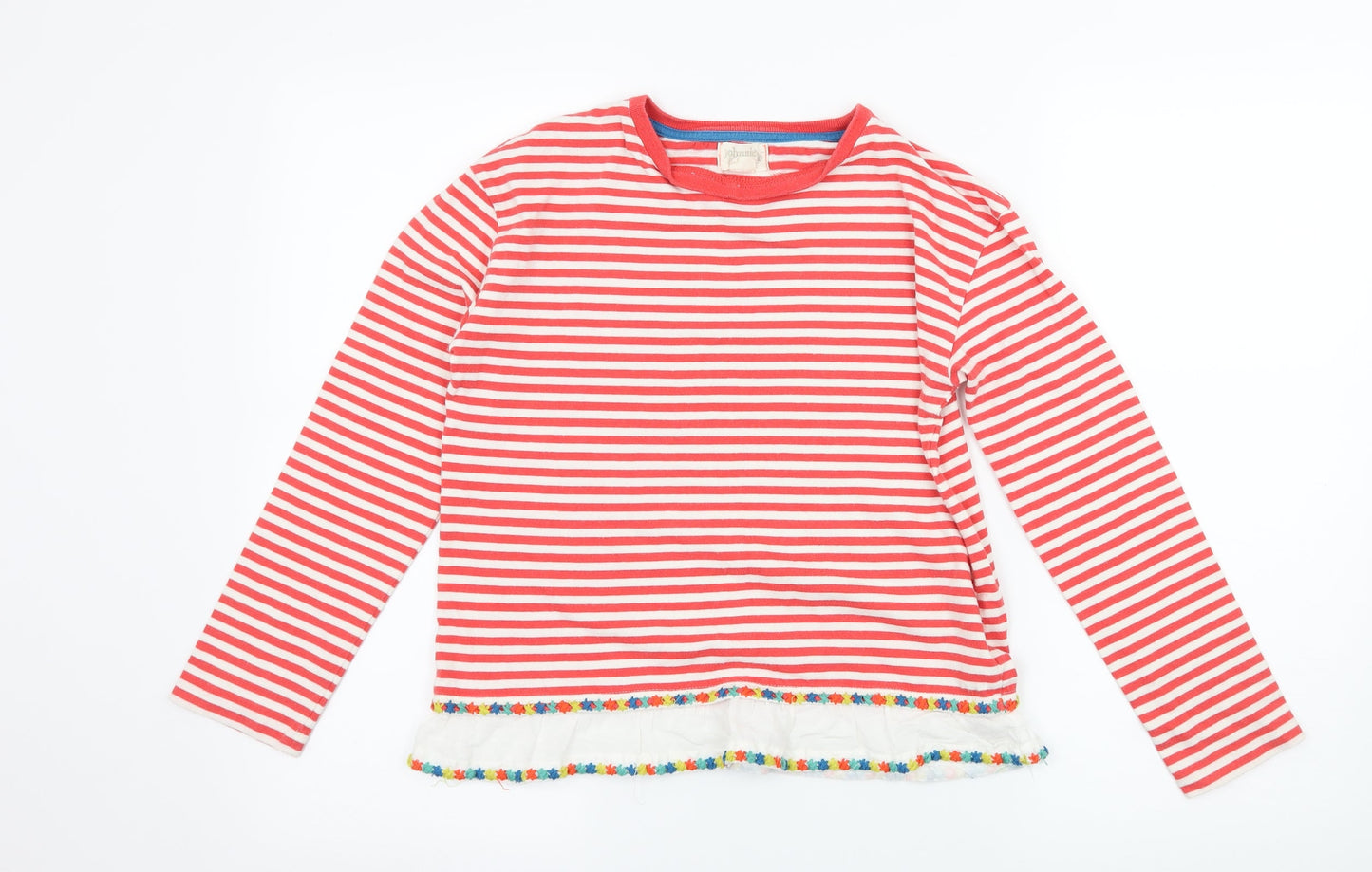 Johnnie B Girls Red Striped Jersey Basic T-Shirt Size 11-12 Years