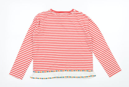 Johnnie B Girls Red Striped Jersey Basic T-Shirt Size 11-12 Years