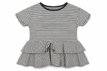Tu Girls Black Striped Jersey Basic T-Shirt Size 7 Years