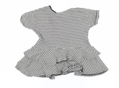 TU Girls Black Striped Jersey Basic T-Shirt Size 7 Years