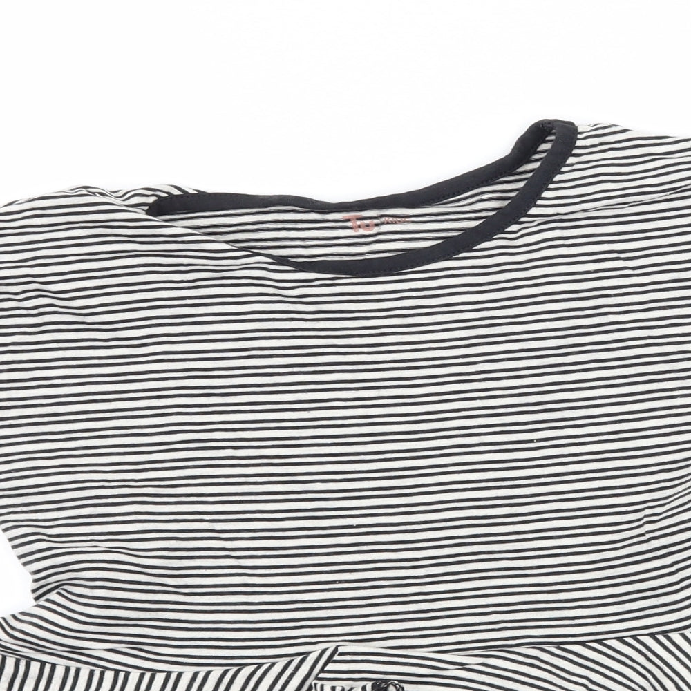TU Girls Black Striped Jersey Basic T-Shirt Size 7 Years