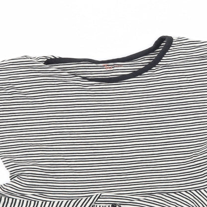 TU Girls Black Striped Jersey Basic T-Shirt Size 7 Years