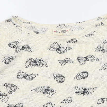 New Look Womens Ivory  Knit Pullover Jumper Size 8  - Butterflies
