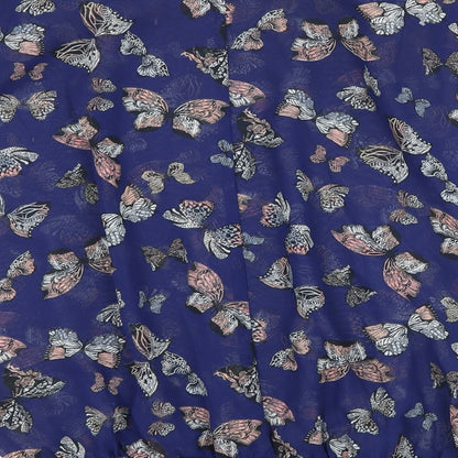 F&G Womens Blue Geometric Chiffon Basic Blouse Size 6  - Butterflies