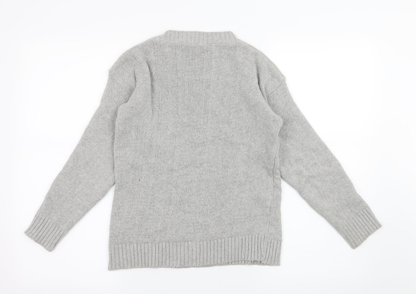 Q-10 collection Womens Grey  Knit Pullover Jumper Size S  - Rudolph Christmas