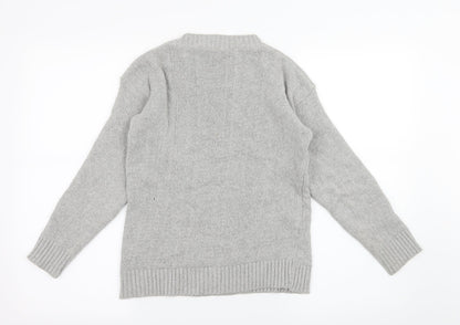 Q-10 collection Womens Grey  Knit Pullover Jumper Size S  - Rudolph Christmas