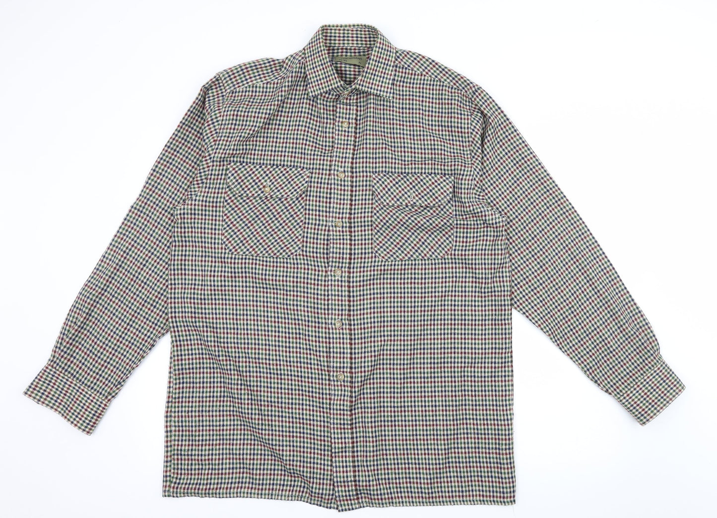 Tom Hagan Mens Beige Check   Button-Up Size M