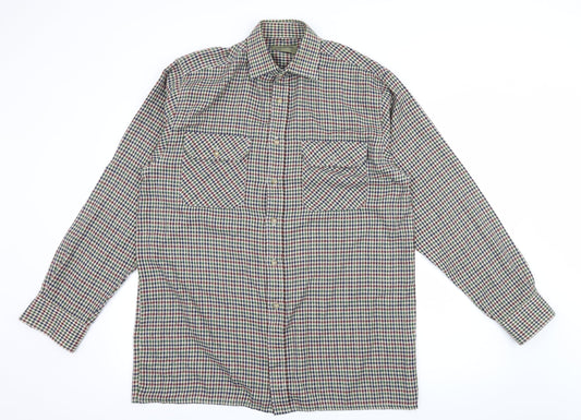 Tom Hagan Mens Beige Check   Button-Up Size M