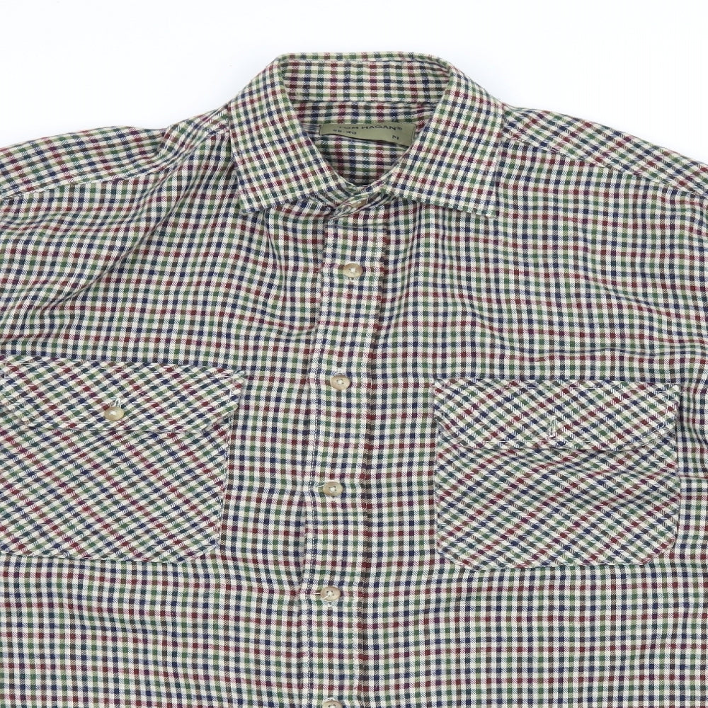 Tom Hagan Mens Beige Check   Button-Up Size M