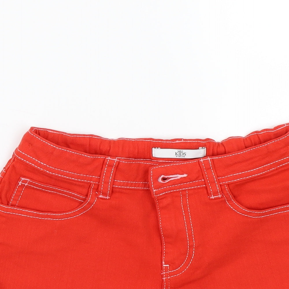 Marks and Spencer Girls Red   Bermuda Shorts Size 9-10 Years