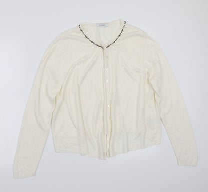 Marks and Spencer Womens White   Cardigan Jumper Size 14