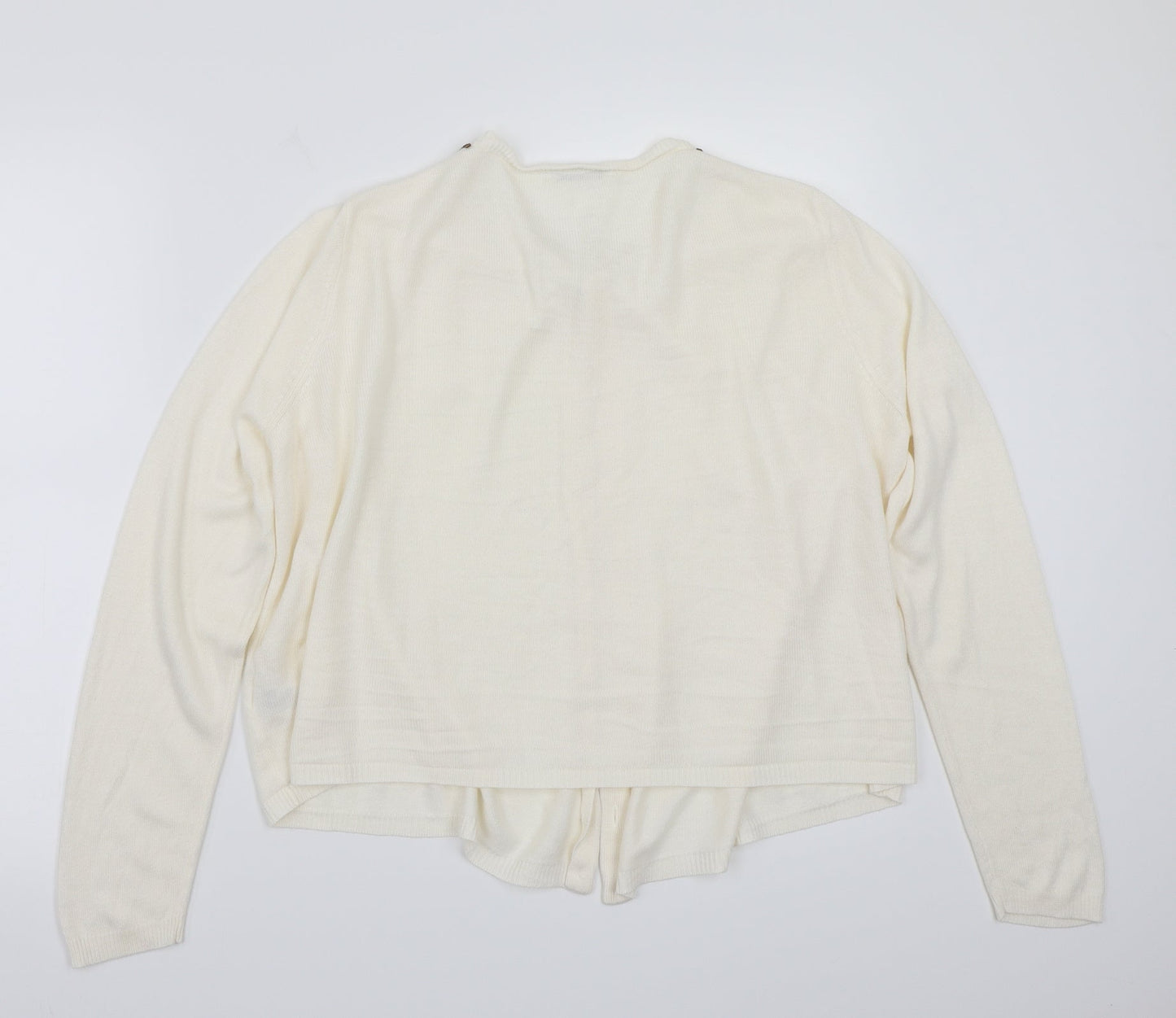 Marks and Spencer Womens White   Cardigan Jumper Size 14