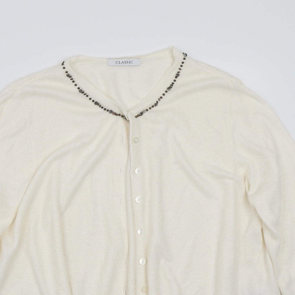 Marks and Spencer Womens White   Cardigan Jumper Size 14