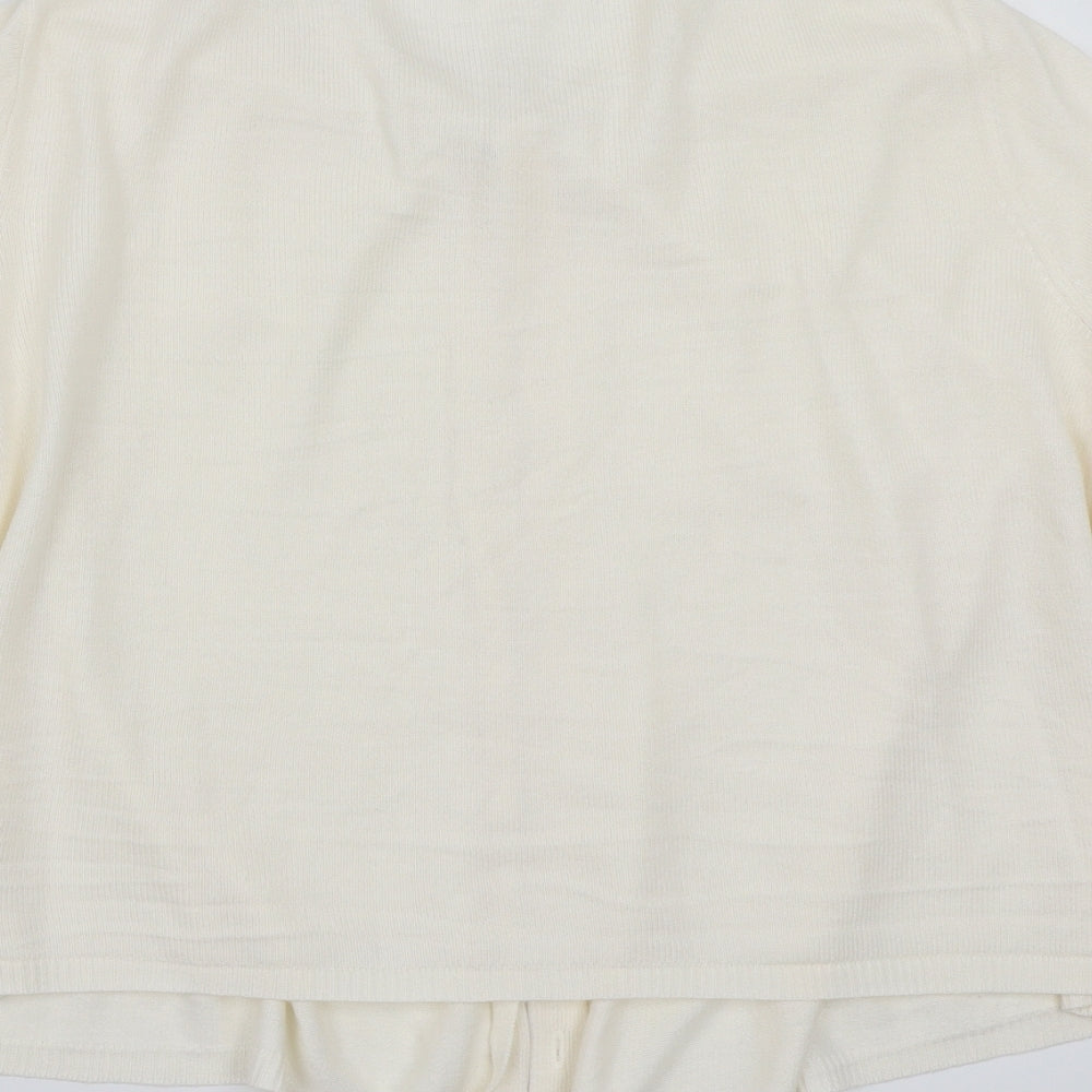 Marks and Spencer Womens White   Cardigan Jumper Size 14