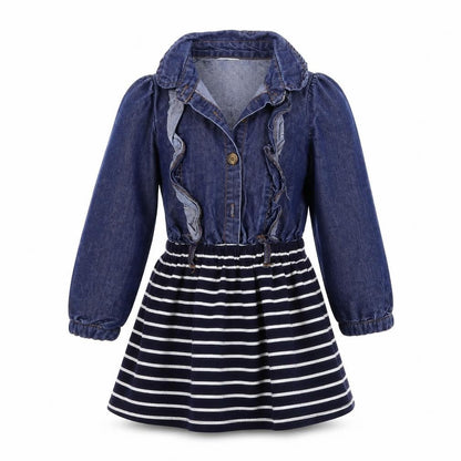 Phelfish Girls Blue Striped  A-Line  Size 9 Years