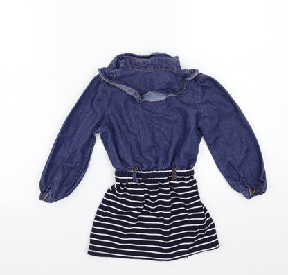 Phelfish Girls Blue Striped  A-Line  Size 9 Years