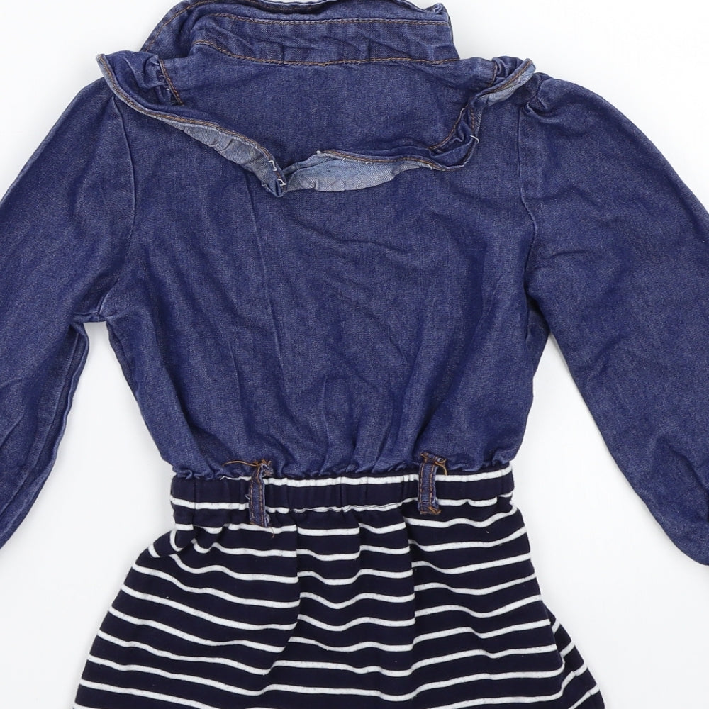 Phelfish Girls Blue Striped  A-Line  Size 9 Years